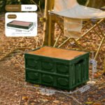 Plastic Storage Box with Wooden Lid | Foldable Organizer & Table - Image 2
