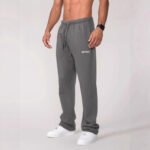 Grey men jogger pants gym fitness cotton sweatpants elastic casual sports trousers