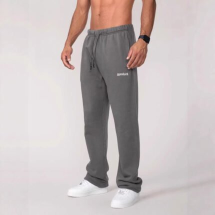 Grey men jogger pants gym fitness cotton sweatpants elastic casual sports trousers