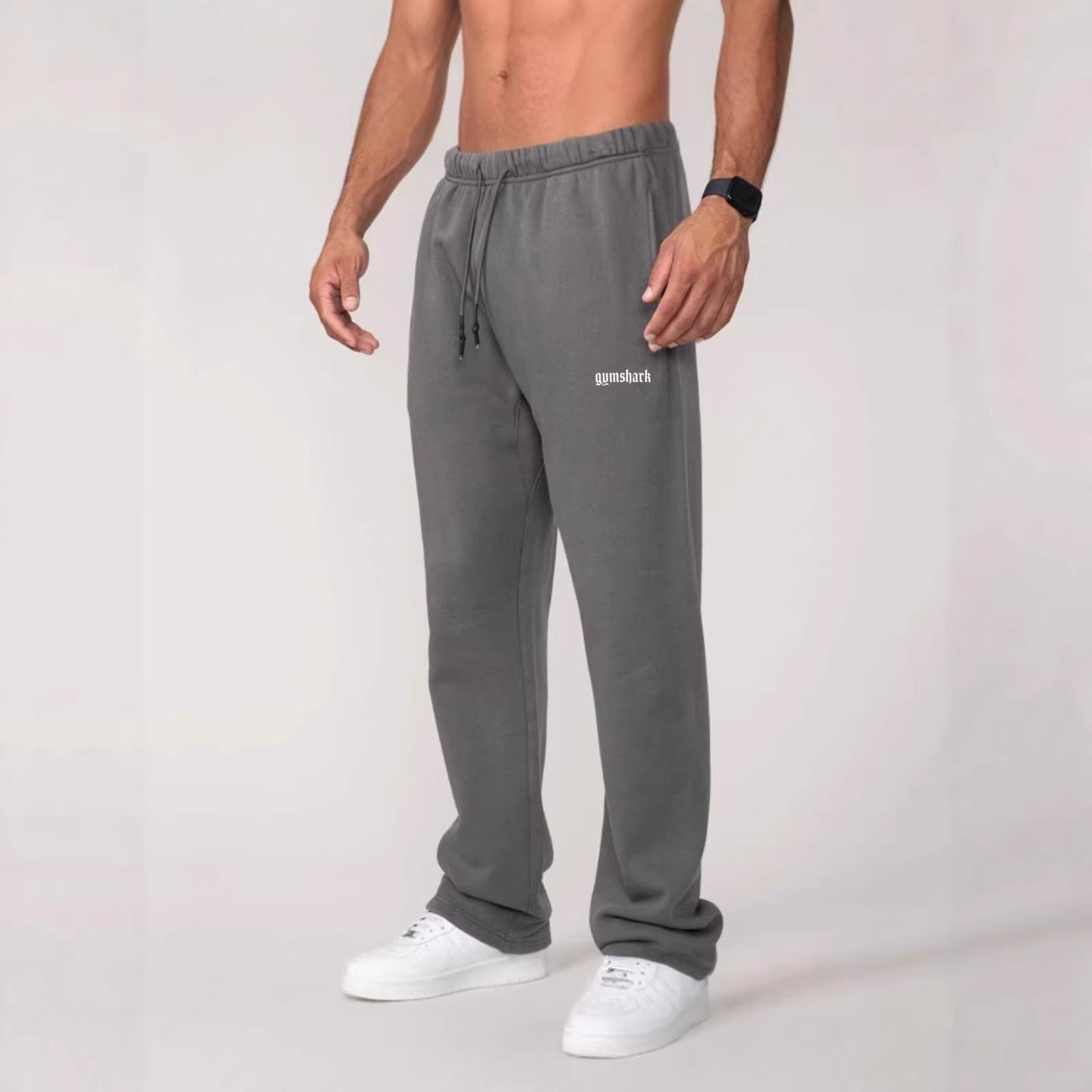 Men’s Grey Jogger Pants – Gym Fitness Cotton Sweatpants Grey men jogger pants gym fitness cotton sweatpants elastic casual sports trousers