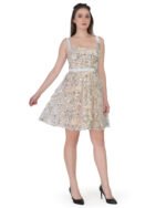 Girl’s Floral Apricot Mini Dress - Image 2