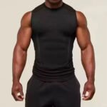 Black men quick dry gym tank top sleeveless breathable workout shirt fitness wear
