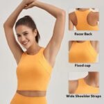 women racerback sports bra features fixed cup wide straps breathable gym wear