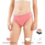 Ladies Teen Seamless Hipster Mid-Rise 4 Layer Menstrual Panties High Absorbency Quick Dry Plain Dyed Print - Image 6