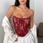 Lace Corset Top for Women | Strapless Bustier Party Wear Top - Image 3