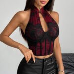 Lace Halter Corset Top for Women | Backless Bustier Party Wear - Image 3