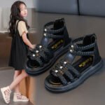 Summer Sandals for Girls New Western Style Children's Soft Soled Open Toe Princess Shoes Hollow Out Soft Soled Roman Shoes - Image 6