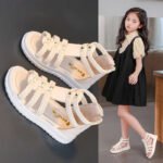 Summer Sandals for Girls New Western Style Children's Soft Soled Open Toe Princess Shoes Hollow Out Soft Soled Roman Shoes - Image 7