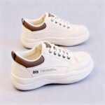 Round Toe Thick Soled Sports Shoes for Women Breathable Solid Color PU Surface Flat Sole Large Size Low Cut Casual Shoes - Image 5