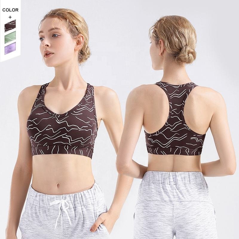 Women Sports Bra Front Back View Breathable Gym Wear women sports bra front and back view breathable running gym wear brown