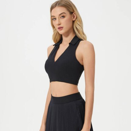 Golf Wear Tennis Skirt Polo Collar Women's Sports Hollow Beautiful Back Running Gym Yoga Vest Bra