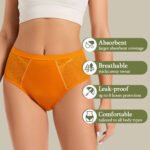 Everyday Knitted Solid Lace Leak-proof Quick Dry Anti-Bacterial Menstrual Bikini Panties Black Bamboo Fabric Women's