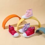 Kids casual sneakers for boys and girls, soft anti-slip shoes, lightweight comfortable toddler shoes in pink, red and purple