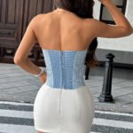 Plaid Corset Top for Women | Strapless Bustier Y2K Party Wear - Image 6