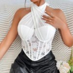Black Corset Top for Women | Party Wear Halter Neck Top - Image 4