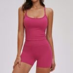 New Trend Women Back Twist 5 Pieces Set Gym Bra Sport Set Workout Shorts Leggings Fitness Set for Women Activewear Suit