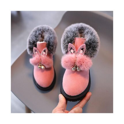 New Children's Flat Girl Princess Shoes Thickened and Baby Boots Anti Slip Thick Sole Fleece-lined Warm Snow Boots