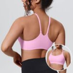 Hot Selling Women's S-XL Nylon/Spandex Front Beauty Back Quick Dry Breathable Seamless Removable Shockproof Sports Strappy Top