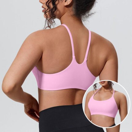 Hot Selling Women's S-XL Nylon/Spandex Front Beauty Back Quick Dry Breathable Seamless Removable Shockproof Sports Strappy Top