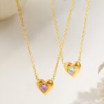 Chain Necklace Dainty Mini White Pink Heart - Image 4