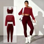 Women Gym Yoga Set 3 Piece | Sports Bra + Leggings Activewear - Image 3