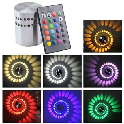 Modern RGB LED Spiral Wall Lamp Sconce Remote Control