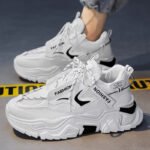 white chunky sneakers for men with thick sole and modern design