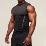 Grey men quick dry gym tank top sleeveless breathable workout shirt fitness wear
