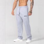 Blue men jogger pants gym fitness cotton sweatpants elastic casual sports trousers