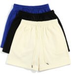 Blue women terry fabric shorts summer casual running shorts elastic waist comfortable wear