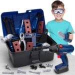 Kids tool kit play set with drill machine toy construction tools set for children