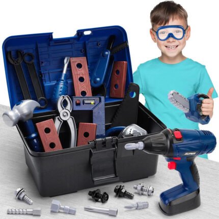 Kids tool kit play set with drill machine toy construction tools set for children