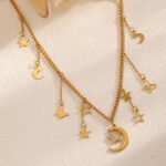 Butterfly Necklace Titanium Steel Moon and Star - Image 3