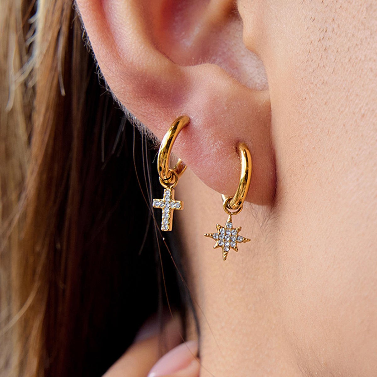 rMYSMgBqeQgWmjpuZm Earrings Stainless Steel Multi-Layer Wire Earrings - Image 1