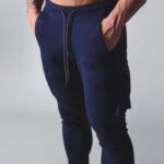 Blue men sports jogger pants breathable gym fitness trousers plus size casual workout pants