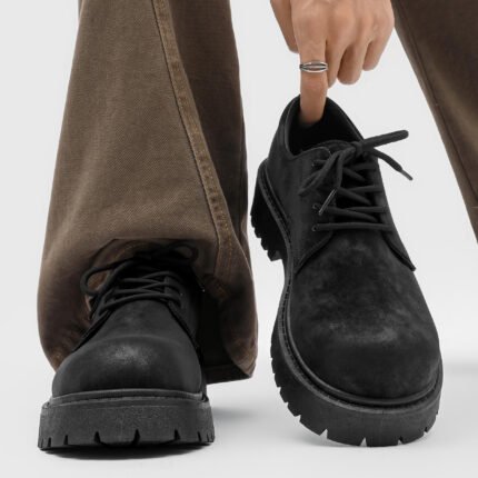 Men’s Casual Leather Boots | Retro Work Thick Sole Winter Shoes