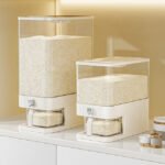 White rice storage container 5kg airtight grain dispenser box for kitchen