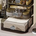 Makeup organizer drawer storage for skincare creams cosmetics and beauty products transparent drawer cosmetic storage box