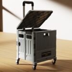 Folding Rectangle Mini Supermarket Shopping Cart Climbing Wheel Plastic Foldable Basket Collapsible Trolley Injection Molded - Image 3