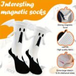 New Design Halloween 3D Ghost Couple Socks Black White Mid-Sized Cotton High Elastic Breathable Anti-Slip Bottom - Image 4