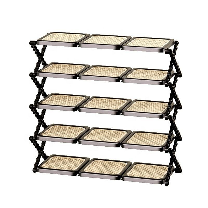 Imported foldable multi layer shoe rack with iron frame space saving storage rack for home and wholesale India