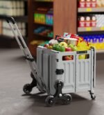 Foldable shopping cart trolley with groceries and climbing wheels for easy transport wholesale India