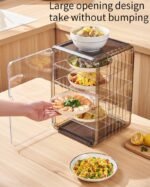 Multi layer insulated food cover box with open door easy access design transparent dustproof kitchen storage organizer