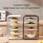 Multi layer insulated food cover box with large bowl storage capacity transparent dustproof kitchen organizer