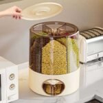 Rotatable grain storage container with removable lid and multiple compartments for cereals and pulses wholesale India