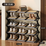 Imported foldable multi-layer shoe rack with iron frame, space-saving storage organizer for home use wholesale India
