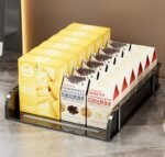 Transparent file storage rack used for snack boxes chocolate packets and product display organizer desktop storage tray