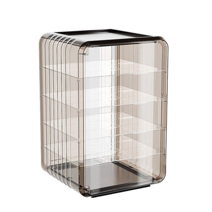 Multi layer insulated food cover box with transparent plastic shelves dustproof kitchen storage organizer