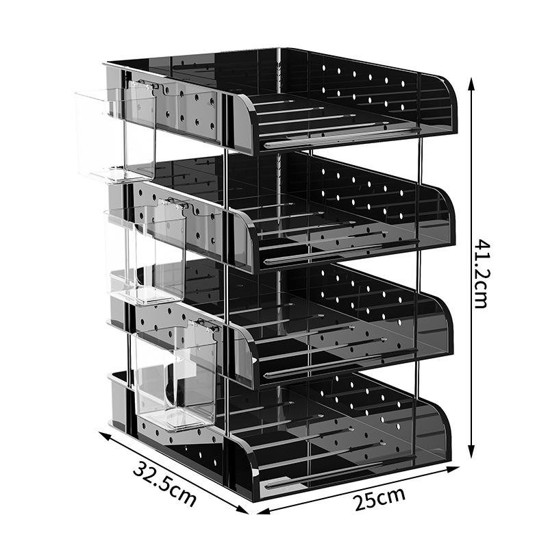 Transparent multi layer file storage rack desktop organizer for office A4 paper document storage box
