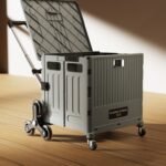 Foldable storage box trolley with open lid and wheels for home and supermarket use wholesale India